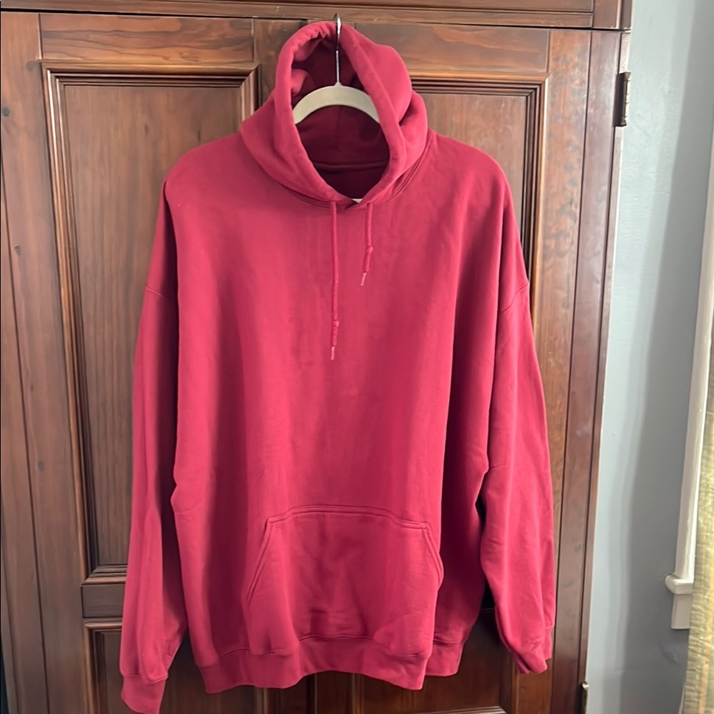 Vibrant Red Pullover Sweatshirt with Drawstring Hood